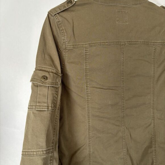 KENSIE JEANS Jacket Army Green Military Style Utility Denim Pockets - Picture 3 of 8